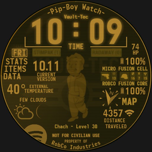 Chach Pip-Boy Watch - Amber HUD V1