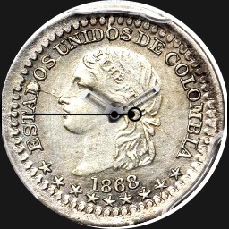 Silver, U.S. of Columbia, 1/2 Decimo, 1868