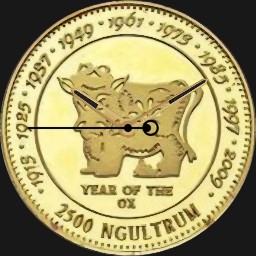 Gold, Bhutan, Year of the Ox, 2500 NU, 1996