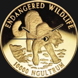 Gold, Bhutan, Snow Leopard, 10,000 NU, 1996