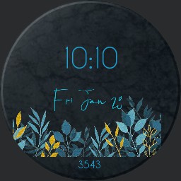 simple flowers in blue date and steps