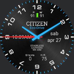 Citizen Blue Glow Digital Time Metal Background coloured