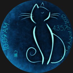cat silhouette blue teal