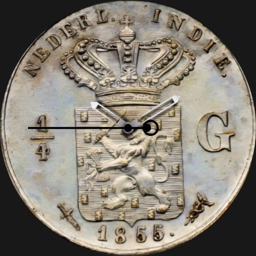 Silver, Dutch E. Indies, 1/4 Gulden, 1855