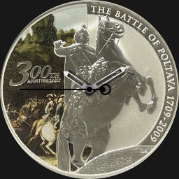  Silver, Poltava Battle Tercentennial, 1 Dollar, Tuvalu, 2009