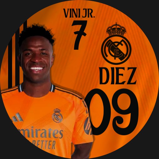 Vini Jr. Real Madrid. Orange and Black