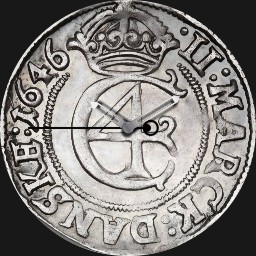 Silver, Christian IV, 2 Marks, Denmark,1646