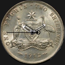 Silver, George V, 1 Florin, Australia, 1912