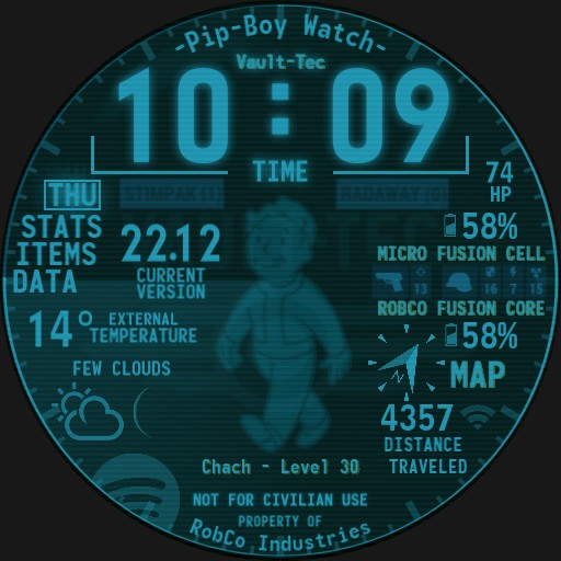 Chach Pip-Boy Watch - Blue HUD
