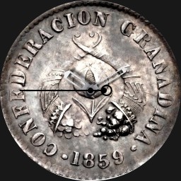 Silver, Granadine Confederation, 1/2 Decimo, 1859 
