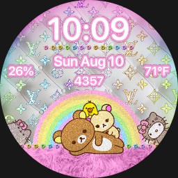 Hello Kitty Pushen Rainbow Kawaii  pink