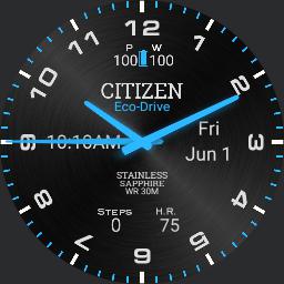 Citizen Blue Glow Digital Time Metal Background