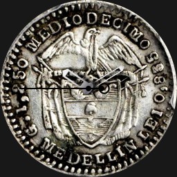 Silver, U.S. of Columbia, 1/2 Decimo, 1872