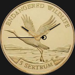 Gold, Bhutan, Black Necked Crane, 5 Sertum, 1992 