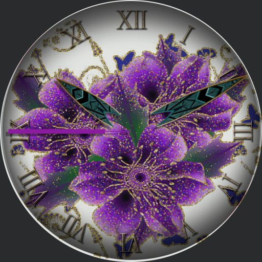 Glitter Purple Flowers • WatchMaker: the world’s largest watch face