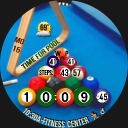 POOL / BILLIARDS TABLE w/Moving Cue Stick - Balls Show The Time - WOS6