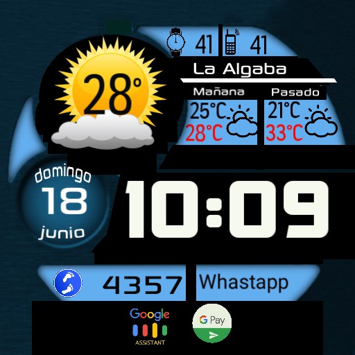 Colors tiempo,Freewassap y asistente, gpay