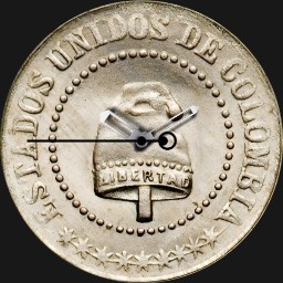 Cupronickel, 2 1/2 Centavos, U.S. de Colombia, 1881
