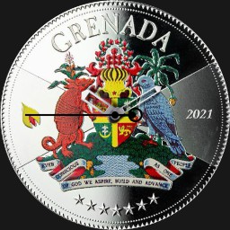 Silver, 2 Dollars, Grenada, 2021
