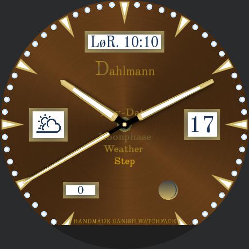 Dahlmann Original Danish made, Day-Date-Moonphase-Weather-Step Brown less gold