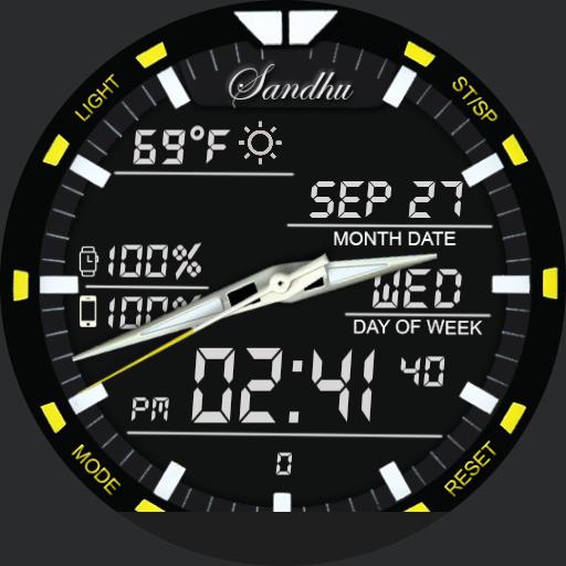 DUAL 2 Watch Face bigger clock 