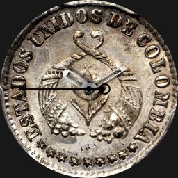 Silver, U.S. of Columbia, 1/2 Decimo, 1863