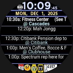 CALENDAR AGENDA - 5 Events & Locations +- Dim Month