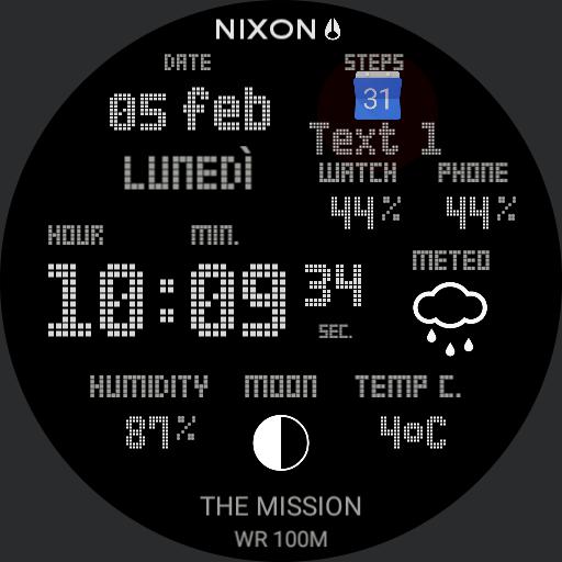 Nixon calendar steps heart rate weather and moon custom Black Snow