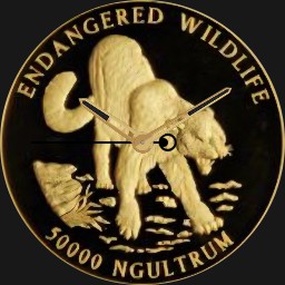 Gold, Bhutan, Snow Leopard, 50,000 NU, 1996 