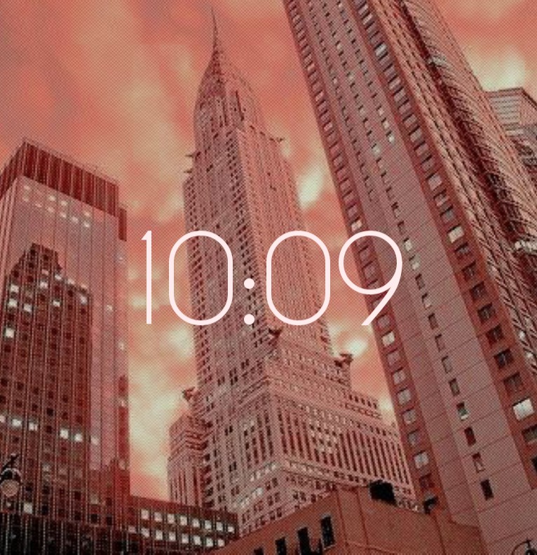 pink pastel city clock