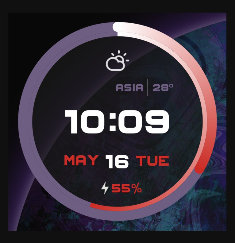 Circular battery + time + weather Copy