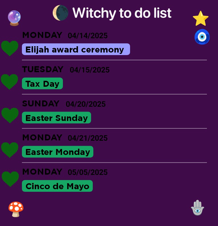 Witchy to do list