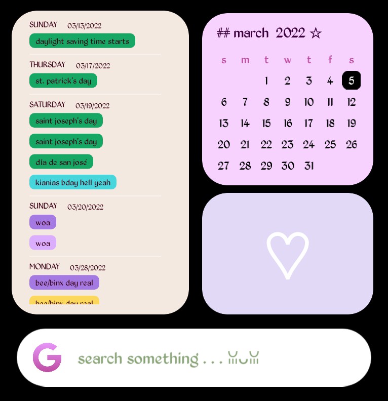 search + calendar