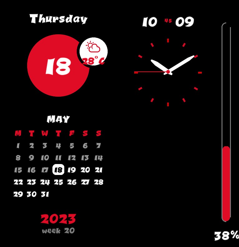 Themeable Dashboard on Black Background with Battery Level Copy