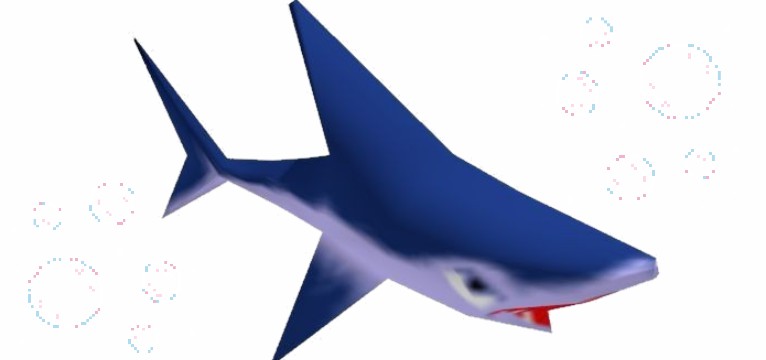 Dark blue shark with bubbles