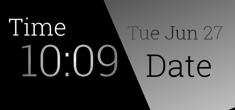 Black and white time and date