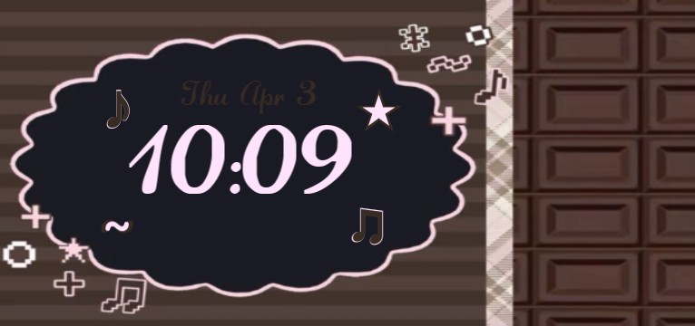 chocolate cutecore pink & brown time widgett