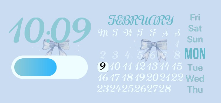 blue coquette calendar and date widget 