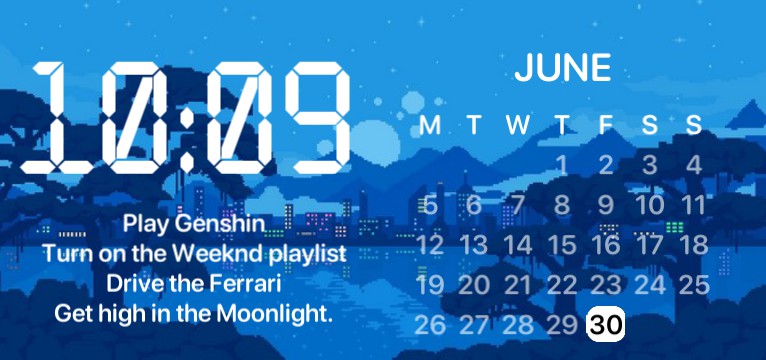 Pixae Blue Weeknd Calendar