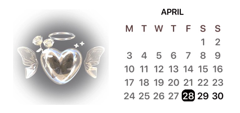 white wing heart calendar