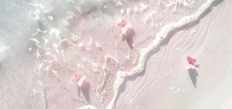 pink beach and ocean