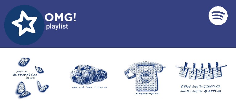 dark blue x white kpop newjeans retro spotify playlist widget Copy