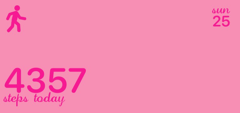 preppy pink date and steps tracker