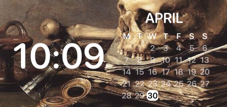 Vintage Calendar and Clock Style Brown Widget