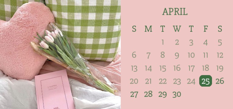 Pink and green calendar