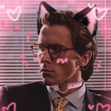 Patrick Bateman with cat ears