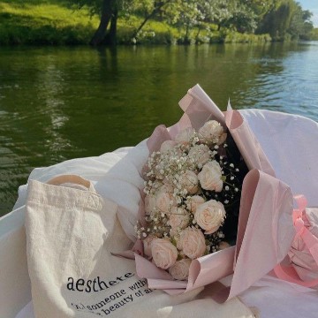 river w pink flowers